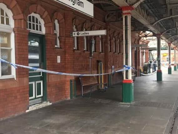 One of the platforms at Nottingham train station has been cordoned off by police. Image courtesy of Nottingham Post