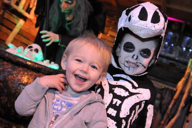 Riley, 4, and his 18 month old brother, Cody show no fear at their Halloween spectacular, created by their dad Lee and sister Jaidie-Leigh, 11.