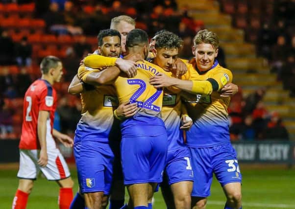 Picture Andrew Roe/AHPIX LTD, Football, EFL Sky Bet League Two, Crewe Alexandra v Mansfield Town, Gresty Road, 30/10/2018, K.O 7.45pm

Mansfield's players celebrate Tyler Walker's goal

Andrew Roe>>>>>>>07826527594