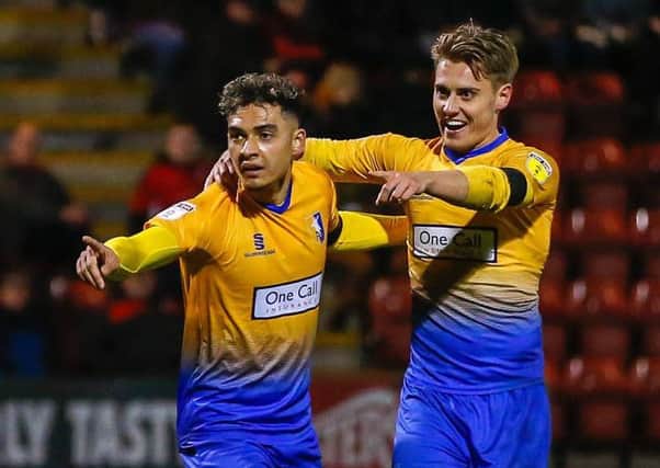 Picture Andrew Roe/AHPIX LTD, Football, EFL Sky Bet League Two, Crewe Alexandra v Mansfield Town, Gresty Road, 30/10/2018, K.O 7.45pm

Mansfield's Tyler Walker celebrates his goal with Danny Rose

Andrew Roe>>>>>>>07826527594