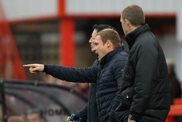 Picture by Gareth Williams/AHPIX.com; Football; Sky Bet League Two; Cheltenham Town v Mansfield Town; 03/11/18 KO 15:00; The Jonny Rocks Stadium; copyright picture; Howard Roe/AHPIX.com; An irate Mansfield boss David Flitcroft during the first half at Cheltenham