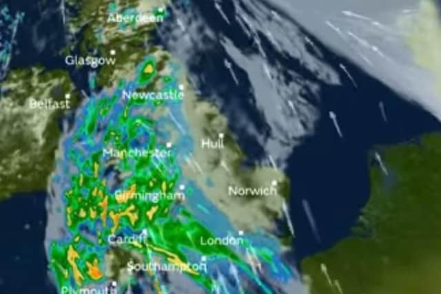 Rain is expected to start Wednesday morning.
 Image from the Met Office.