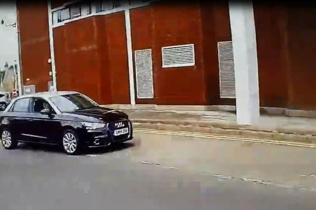 The car, driving the wrong way down Quaker Way - a one way street. Credit: Dean Bullimore.