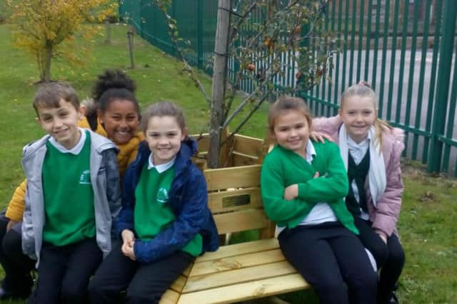 Pupils on the memory bench.