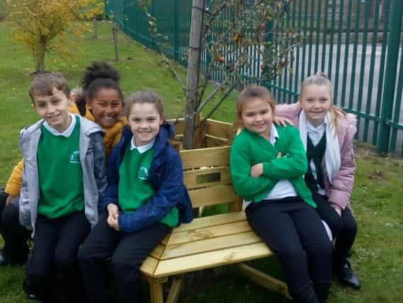 Pupils on the memory bench.