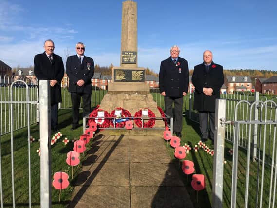 David Sneath, Brian Marples, Pete Hopkins and Cliff Meredith at the Warsop Vale Cenotaph
