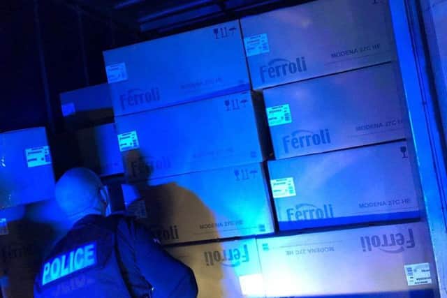 Two arrested after cloned lorry full of stolen boilers stopped in Derbyshire.