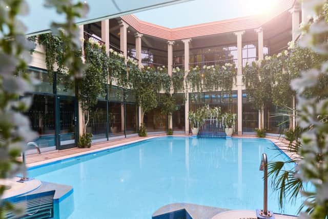 The exotic outdoor pool at the Aqua Sana spa at Sherwood Forest.