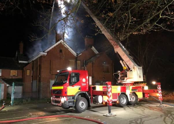 Firefighters tackle the blaze at the former Bolsover District Council offices