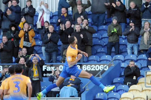 CJ Hamilton celebrates his goal.