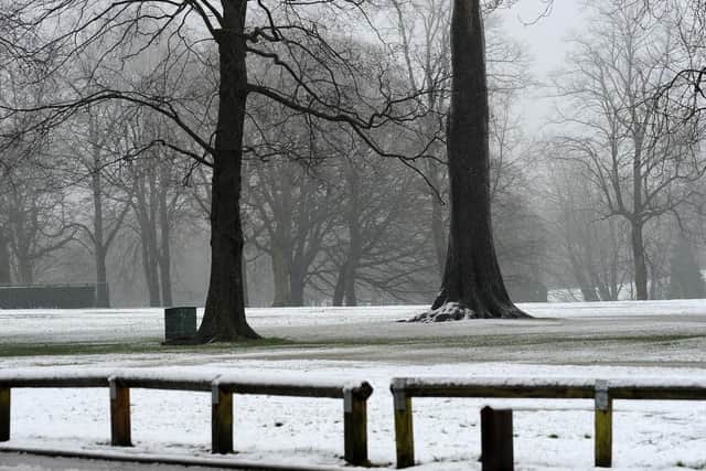 Sutton Lawn in snow.