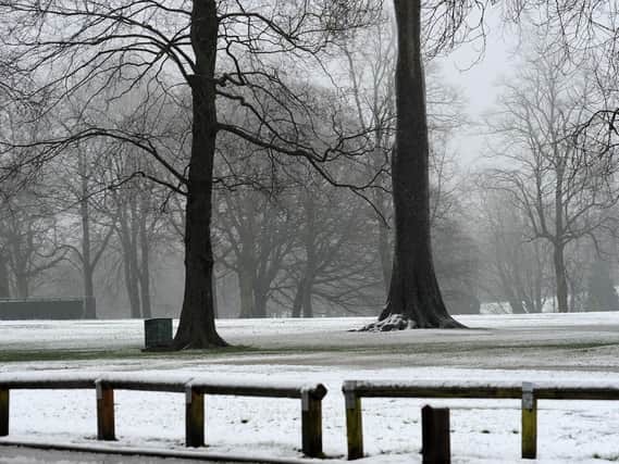 Sutton Lawn in snow.
