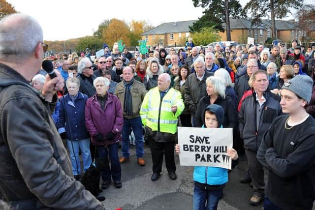 The protest at Berry Hill park, on November 10.