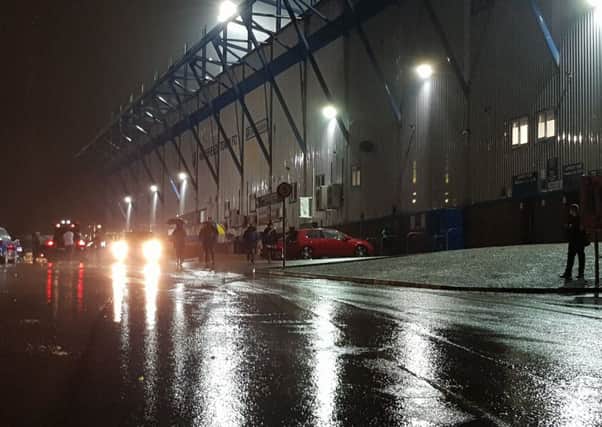 A rain-soaked One Call Stadium on Tuesday night