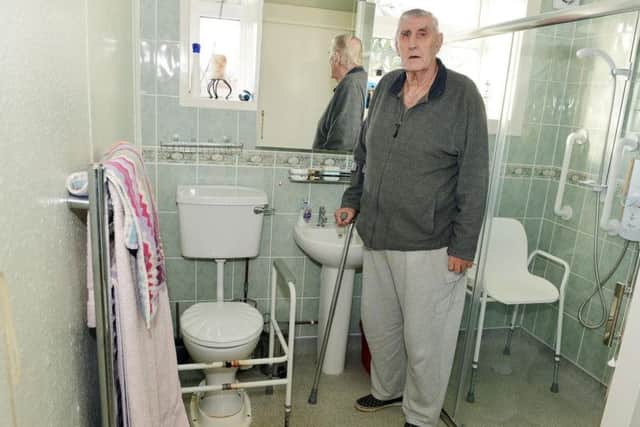 Brain Robinson, aged 79, has been left with a leaking toilet in his council bungalow for three years