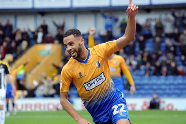 CJ Hamilton celebrates his first goal. Photo by Anne Shelley.