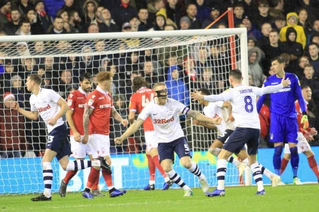Preston North end take the lead against Nottingham Forest @ The City Ground 08-12-18 Image by Jez Tighe