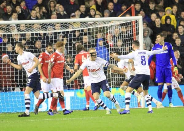 Preston North end take the lead against Nottingham Forest @ The City Ground 08-12-18 Image by Jez Tighe