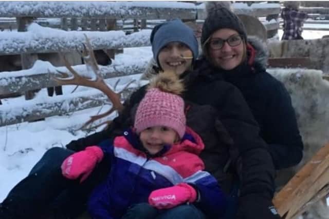 Sam Fradgley with Jacob Fradgley (16) and Leah Keighley (five) in Lapland (Image: Nottingham Post)