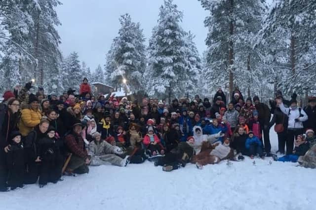 Group picture taken in Lapland during trip for sick children (Image: Nottingham Post)