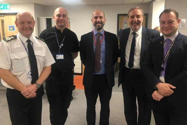 Chief constable Craig Guildford, Inspector Craig Hall, Ashfield District Council chief executive Rob Mitchell, Nottinghamshire Police and Crime Commissioner Paddy Tipping, and Ashfield District Council leader Coun Jason Zadrozny