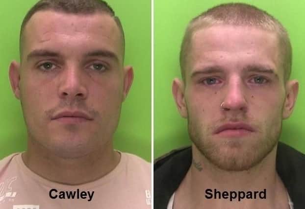 Cawley (left), of Turner Lane, Newark, and Sheppard,(right)  of Commercial Gate, Mansfield, admitted a series of robberies. They were jailed for a total of 26 years and three months.