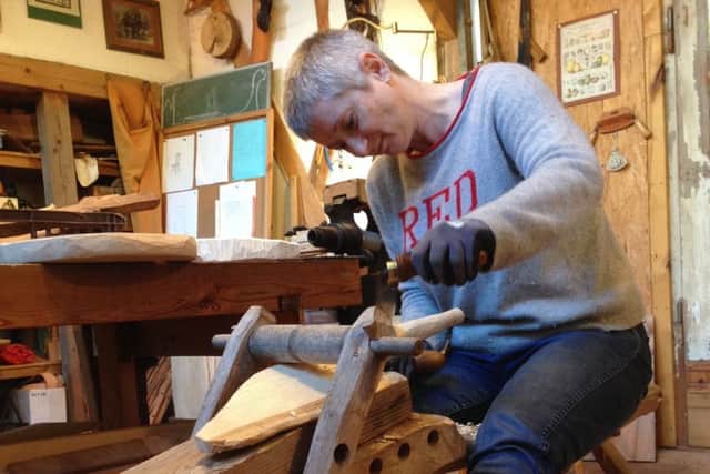 Carpenter and poet Jacqueline Gabbitas hard at work.