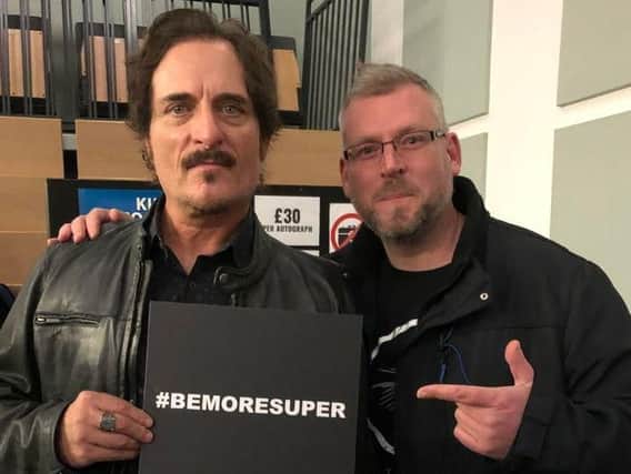 Bryan Garner, 39, with actor Kim Coates, who is best known for playing Tig Trager in Sons of Anarchy. (Image: Bryan Garner)