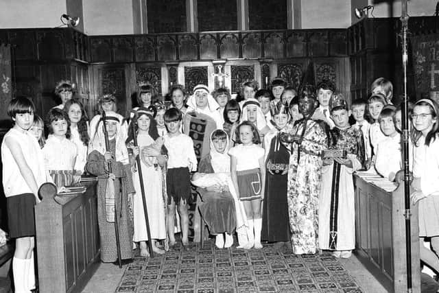 1967: These children from Blidworth School have just finished perfoming their Nativity play. Did you take part in a Nativity and, if so, what part did you play?