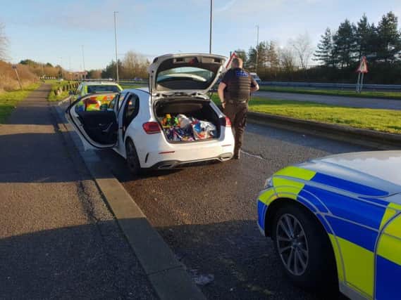 Derbyshire Roads Policing Unit stopped the car near J27 of the M1 yesterday (December 24).