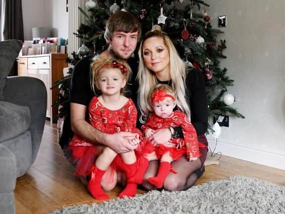 Caroline and Christopher Gilbert with their two girls Indie 3 and Pixie 10 months (Image: Nottingham Post /Marie Wilson)