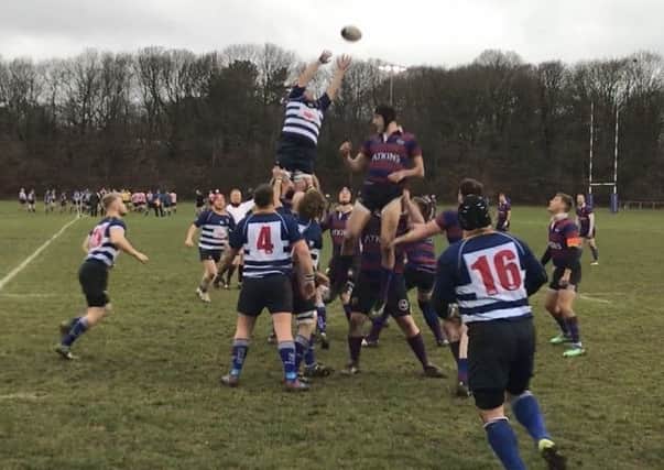 Action from Mansfields 24-19 victory over Rolls-Royce.