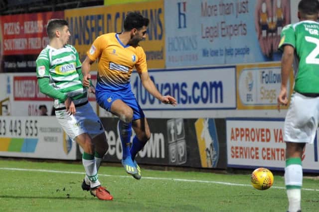 Mansfield Town v Yeovil TownMal Benning in second half action.