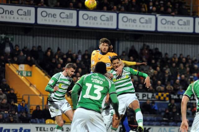 Mansfield Town v Yeovil TownRyan Sweeney gets ahead of the Yeovil defence.