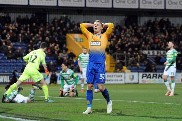 Mansfield Town v Yeovil TownDanny Rose rues a missed chance.