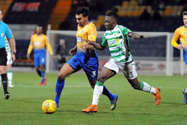 Mansfield Town v Yeovil TownMal Benning in second half action.