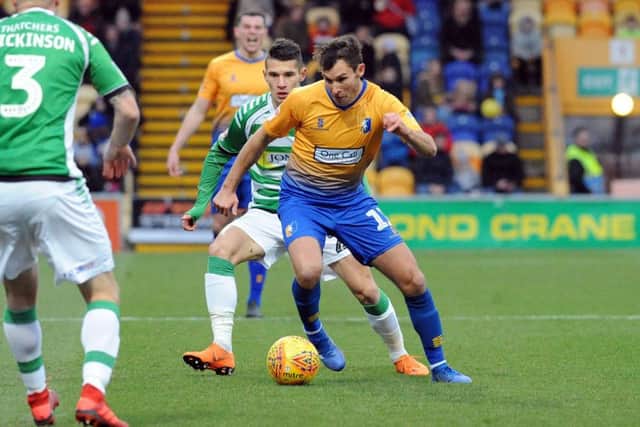 Mansfield Town v Yeovil TownWill Atkinson in first half action.