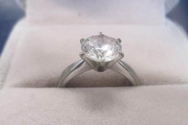 A fake diamond ring sold by Angel Diamonds