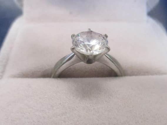 A fake diamond ring sold by Angel Diamonds