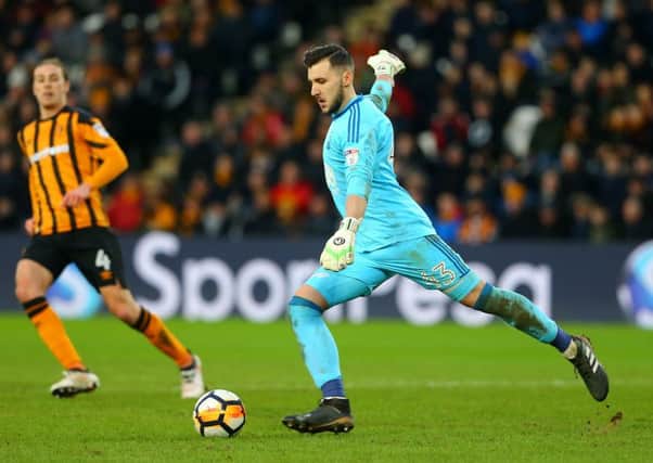 HULL, ENGLAND - JANUARY 27: Nottingham Forest's goalkeeper Jordan Smith clears the ball out of the box during the Emirates FA Cup Fourth Round match between Hull City and Nottingham Forest at KCOM Stadium on January 27, 2018 in Hull, England. (Photo by Ashley Allen/Getty Images)