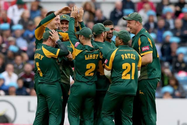 Notts Outlaws celebrate a wicket during last seasons T20 Vitality Blast. (PHOTO BY: Nigel Roddis/Getty Images)