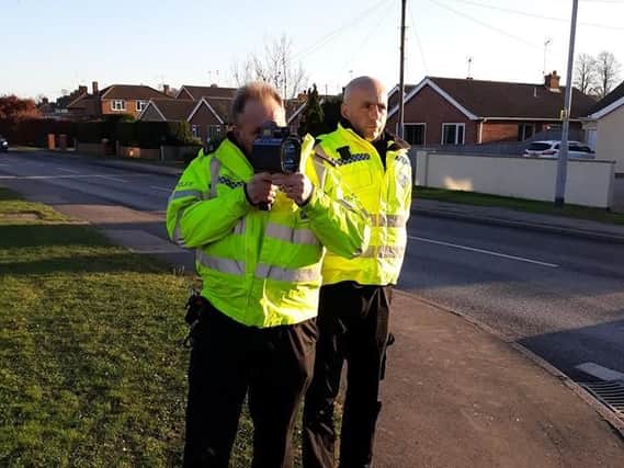 Sherwood Policeconducted vehicle speed checkson Lower Kirklington Road, Southwell with a hand held speed gun.