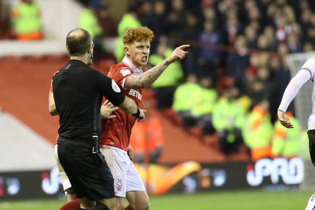 Nottingham Forest midfielder Jack Colbeck gets fired up.
