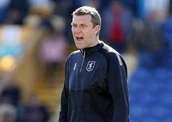 MANSFIELD, ENGLAND - SEPTEMBER 29: Mansfield Town assistant Manager Ben Futcher gives instructions during the pre match warm up prior to the Sky Bet League Two match between Mansfield Town and Northampton Town at The One Call Stadium on September 29, 2018 in Mansfield, United Kingdom. (Photo by Pete Norton/Getty Images)