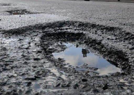 A typical pothole found on the roads of Nottinghamshire.