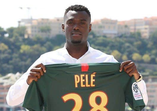 AS Monaco's Portuguese midfielder Pele poses with his jersey  during a presentation of the club's new players on August 20, 2018 (Photo VALERY HACHE/AFP/Getty Images)
