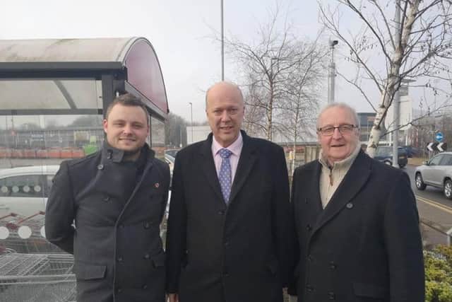 MP Ben Bradley, transport minister Chris Grayling and councillor John Cottee