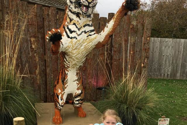 A brick tiger at Twycross Zoo.