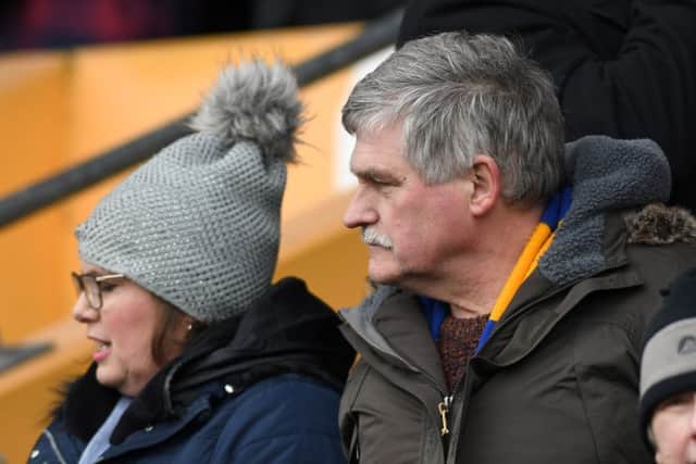 Mansfield Town fans ahead of the match against Macclesfield Town.