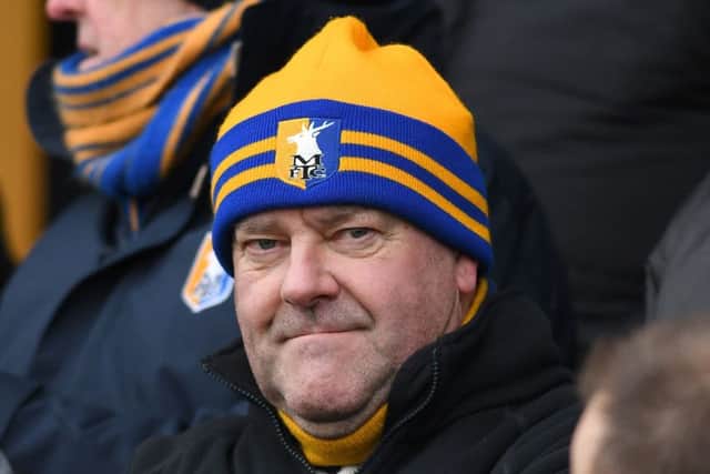 Mansfield Town fans ahead of the match against Macclesfield Town.